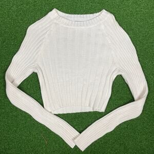 Ubran Outfitters BDG Ivory Knit Croppped Long Sleeve Sweater Sz S